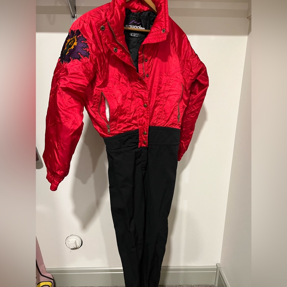 Vtg 90s Snuggler Ski Wear By Kaelin Red Black  2072 Tapestry Suit Size 10